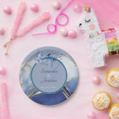 Moderne Blue Aqua Marble Wedding Pappteller (Party)