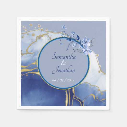 Moderne Blue Aqua Marble Wedding Serviette (Vorderseite)