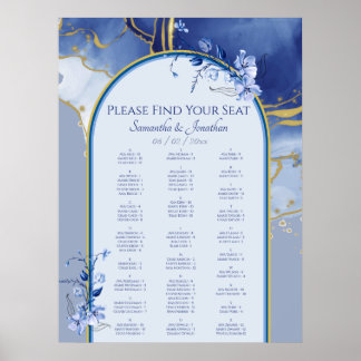 Moderne Blue Aqua Marmor Hochzeitssortierung Poster