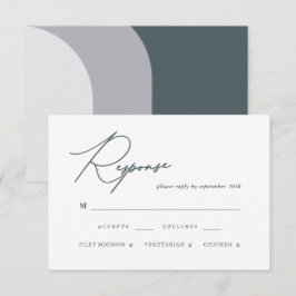 Moderne Blue Arches Calligraphy Wedding RSVP Card Karte