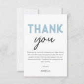 Moderne Blue Baby Dusche Dankeskarte (Vorderseite)