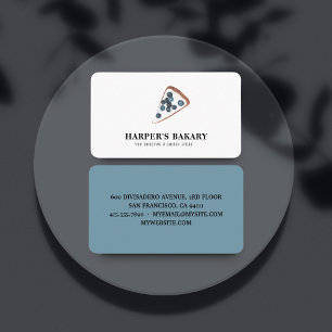 Moderne Blue Bakery Business Card   Blueberry-Logo Visitenkarte