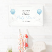 Moderne Blue Balloon Baby Dusche Banner (Insitu)