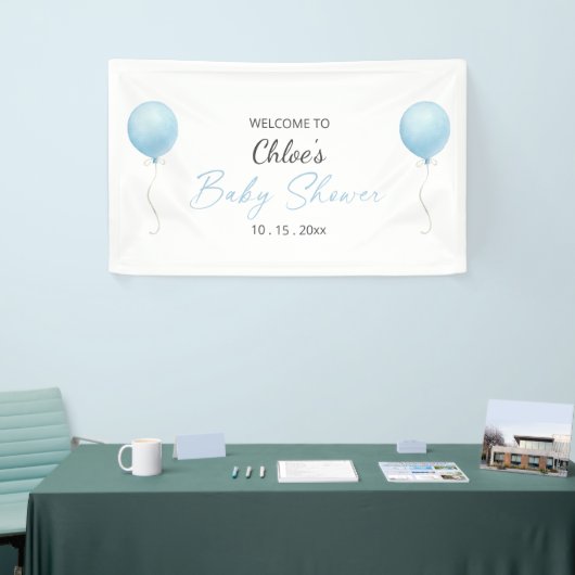 Moderne Blue Balloon Baby Dusche Banner (Messeveranstaltung)