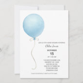 Moderne Blue Balloon Baby Dusche Einladung (Vorderseite)