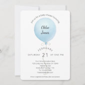 Moderne Blue Balloon Baby Dusche Einladung (Vorderseite)