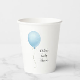 Moderne Blue Balloon Baby Dusche Pappbecher