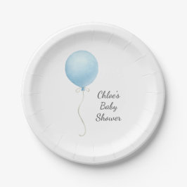 Moderne Blue Balloon Baby Dusche Pappteller