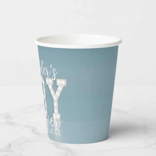 Moderne Blue Balloons Boy Baby Dusche Papiertücher Pappbecher (Rückseite)