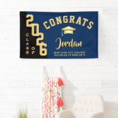 Moderne Blue Black Abschluss Class 2025 Party Banner (Insitu)