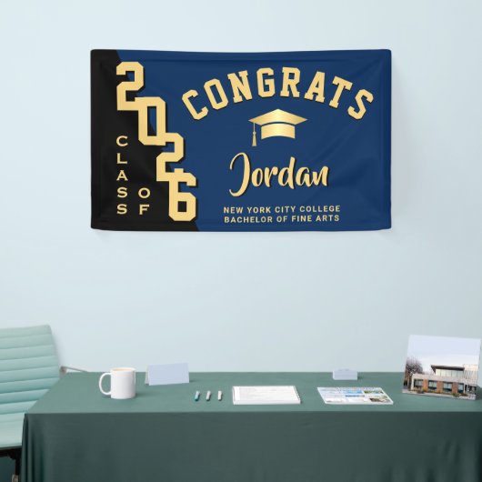 Moderne Blue Black Abschluss Class 2025 Party Banner (Messeveranstaltung)