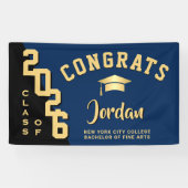 Moderne Blue Black Abschluss Class 2025 Party Banner (Horizontal)