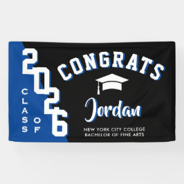 Moderne Blue Black Abschluss Class 2025 Party Banner