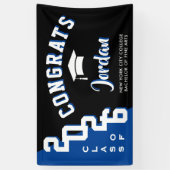 Moderne Blue Black Abschluss Class 2025 Party Banner (Vertikal)