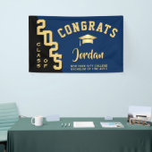 Moderne Blue Black Abschluss Class 2025 Party Banner (Messeveranstaltung)