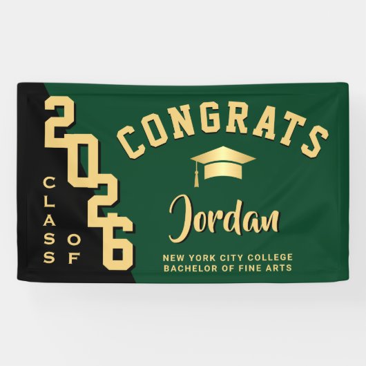 Moderne Blue Black Abschluss Class 2025 Party Banner (Horizontal)