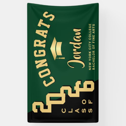 Moderne Blue Black Abschluss Class 2025 Party Banner (Vertikal)