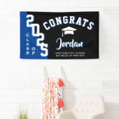Moderne Blue Black Abschluss Class 2025 Party Banner (Insitu)