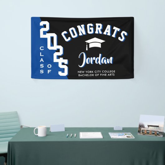 Moderne Blue Black Abschluss Class 2025 Party Banner (Messeveranstaltung)