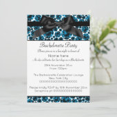 MODERNE BLUE BLACK DIAMOND BOW BACHELORETTE EINLADUNG (Stehend Vorderseite)