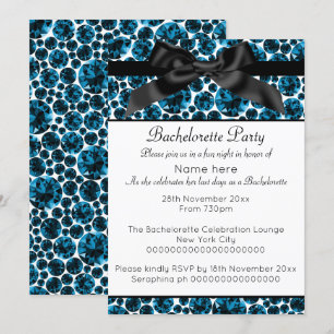 MODERNE BLUE BLACK DIAMOND BOW BACHELORETTE EINLADUNG
