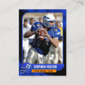 Moderne Blue & Black Football Trading Card Telefonnummerkarte (Vorderseite)