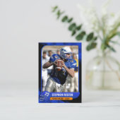 Moderne Blue & Black Football Trading Card Telefonnummerkarte (Stehend Vorderseite)