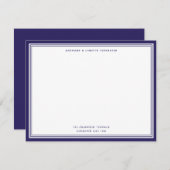 Moderne Blue Border Name & Address Note Card Mitteilungskarte (Vorne/Hinten)