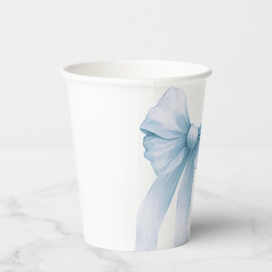 Moderne Blue Bow Baby Dusche Pappbecher (Rechts)
