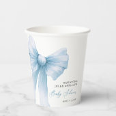Moderne Blue Bow Baby Dusche Pappbecher (Vorderseite)