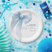 Moderne Blue Bow Baby Dusche Pappteller (Party)