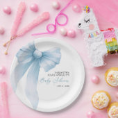 Moderne Blue Bow Baby Dusche Pappteller (Party)