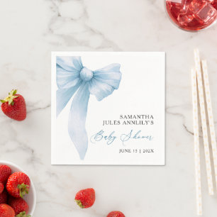 Moderne Blue Bow Baby Dusche Serviette