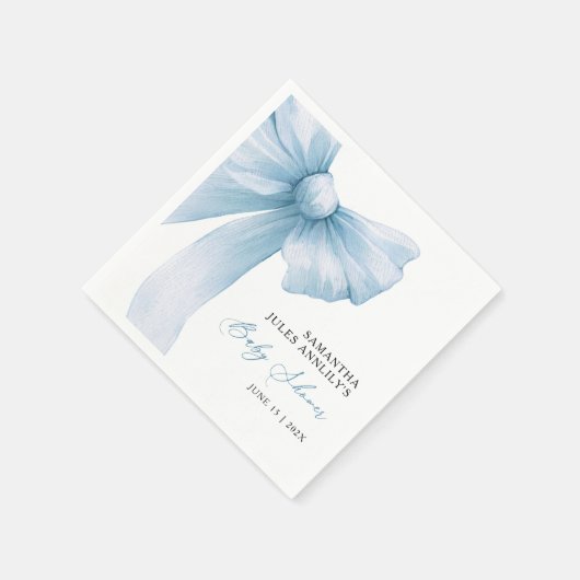 Moderne Blue Bow Baby Dusche Serviette (Ecke)