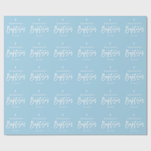 Moderne Blue Boy-Taufe Geschenkpapier (Flach)