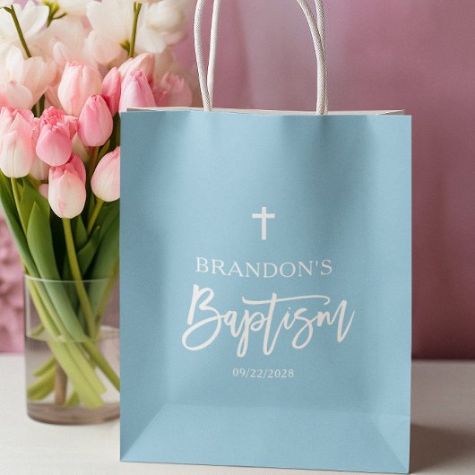 Moderne Blue Boy-Taufe Mittlere Geschenktüte