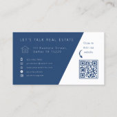 Moderne Blue Business Card für Verkäufer mit QR Co Visitenkarte (Rückseite)