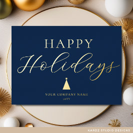 Moderne Blue Business Holiday Gold Foil Card Folien Feiertagskarte