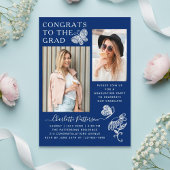 Moderne Blue Butterfly Foto Graduation Party Acryleinladungen