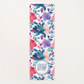 Moderne Blue Calligraphy Script-Initialen der Mari Yogamatte (Vorderseite)