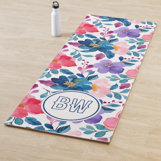 Moderne Blue Calligraphy Script-Initialen der Mari Yogamatte (Beispiel)