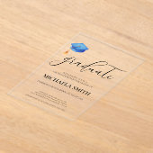 Moderne Blue Cap High School Foto Graduation Party Acryleinladungen (Ablage )