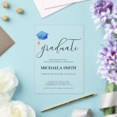 Moderne Blue Cap High School Foto Graduation Party Acryleinladungen (In Situ (Hochzeit))