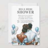 Moderne Blue Couples Dusche Brautparty Einladung (Vorderseite)