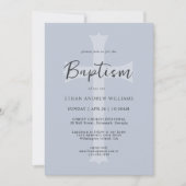 Moderne Blue Cross Baby Taufe mit Foto Einladung (Vorderseite)