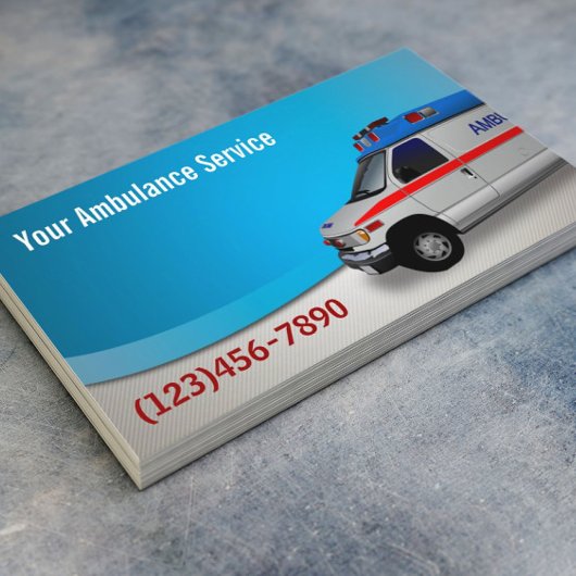 Moderne Blue Curve Ambulance Service Business Card Visitenkarte