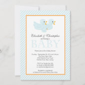 Moderne Blue Ducks Couple Boy Baby Dusche Einladung (Vorderseite)