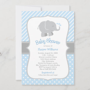 Moderne Blue Elephant Baby Boy Shower Einladung