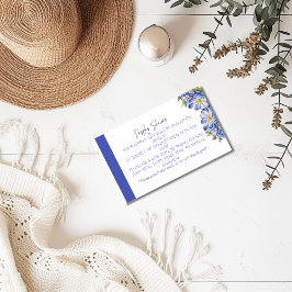 Moderne Blue Floral Display Duschekarte Begleitkarte