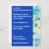Moderne Blue Floral Print Wedding rettet das Datum Save The Date (Rückseite)